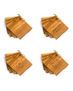 Set of 4 Rustic Wooden Coasters Bar Accessories