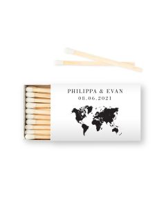 Custom Matchbox Wedding Favor - World Travel