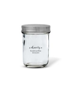 Glass Mason Jar With Silver Lid Favor (12)