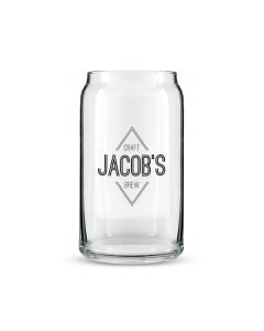 Personalized Can Shaped Drinking Glass – Diamond Emblem Print