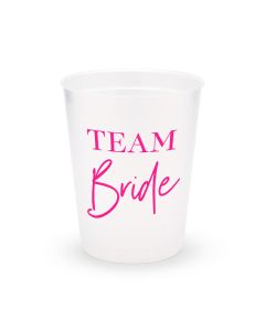 Personalized Frosted Plastic Party Cups - Team Bride Script - Set of 8