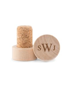 Custom Engraved Reusable Wooden Bottle Stopper - Traditional Monogram