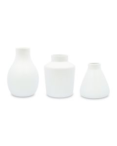 3-Piece Clay Table Vase Set - White