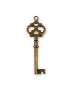 Antique Key Charm Style 4 - Double Hearts (6)