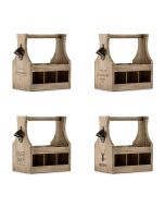 Wooden Beer Bottle Caddy with Opener
