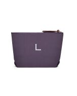 Women's Personalized Napa Linen Makeup Bag- Plum / Purple