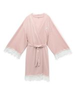 Women's Personalized Jersey Knit Robe With Lace Trim - Blush Pink