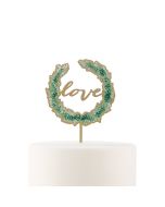 Natural Wood Cake Topper Decoration - Love Wreath