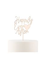 Natural Wood Cake Topper Decoration - Happily Ever After