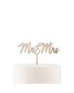 Natural Wood Cake Topper Decoration - Mr & Mrs