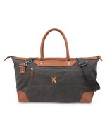 Large Personalized Canvas Weekender Travel Bag - Charcoal Grey