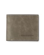 Men’s Custom Engraved Gray Faux Leather Wallet