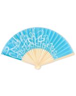 Contemporary Hearts Silk Fan - Aqua Blue (pack of 6)