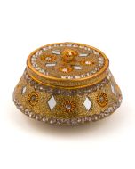 Golden Lac Box / Cardholder With Beads And Mirror (Set of 4)